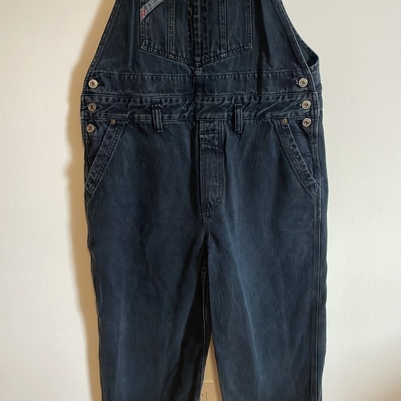 VTG Y2K Union Bay Denim Overalls Large Black Faded 90s 00s Jumper Cottagecore - Picture 4 of 16